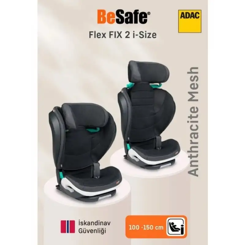 BeSafe iZi Flex Fix 2 I-Size Oto Koltuğu 15-36 Kg Anthracite Mesh
