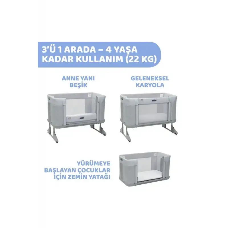 Chicco Next2Me Forever Anne Yanı Beşik Ash Grey Cross Collection