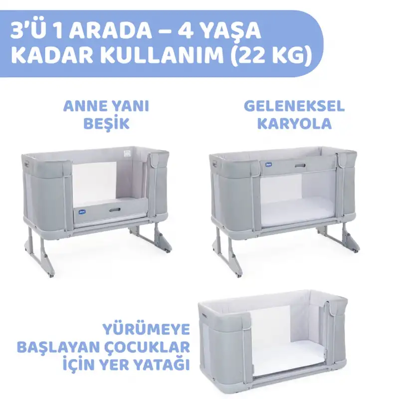Chicco Next2Me Forever Anne Yanı Beşik Moon Grey