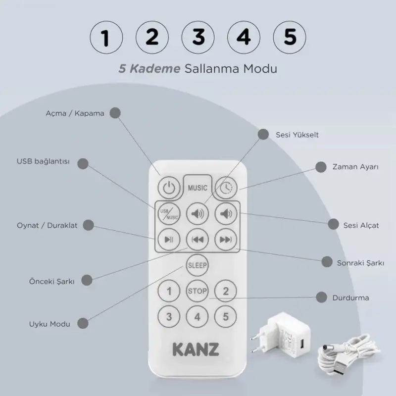 Kanz Swan Elektrikli Ana Kucağı Gri