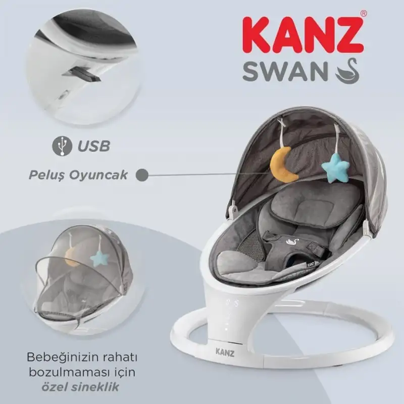 Kanz Swan Elektrikli Ana Kucağı Gri