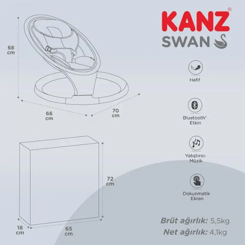 Kanz Swan Elektrikli Ana Kucağı Gri