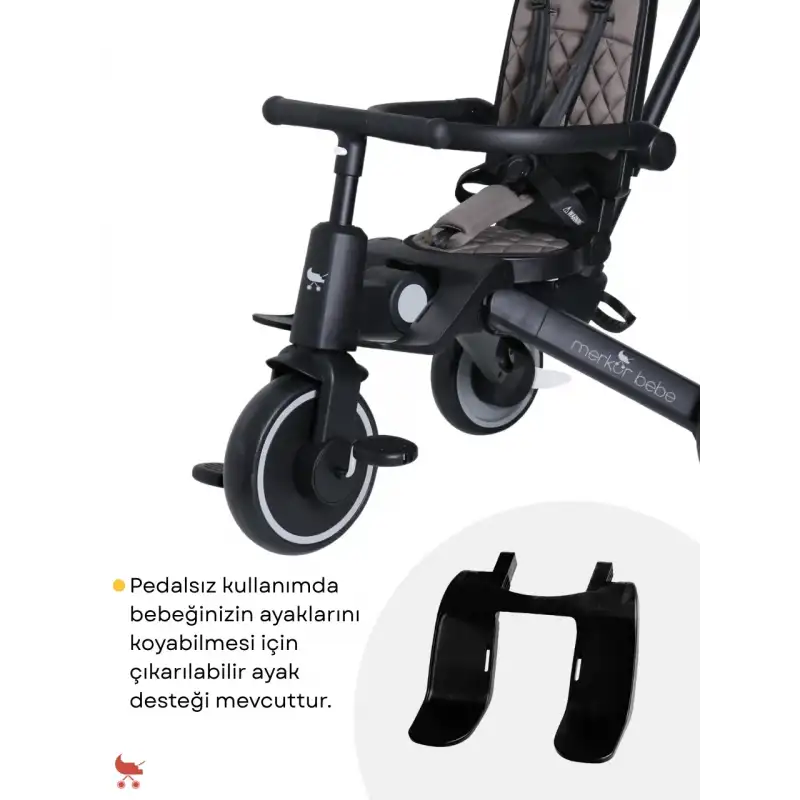 Merkür Bebe 9in1 Hawk Üç Tekerlekli Bebek ve Çocuk Bisikleti Gri