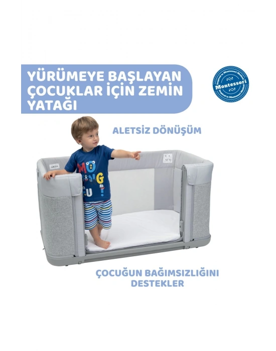 Next2me Forever Anne Yanı Beşik Ash Grey Cross Collectıon