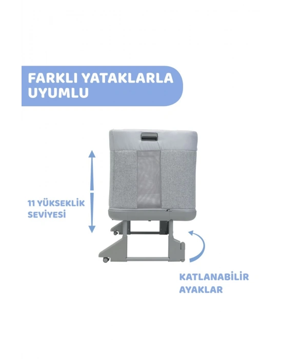 Next2me Forever Anne Yanı Beşik Ash Grey Cross Collectıon