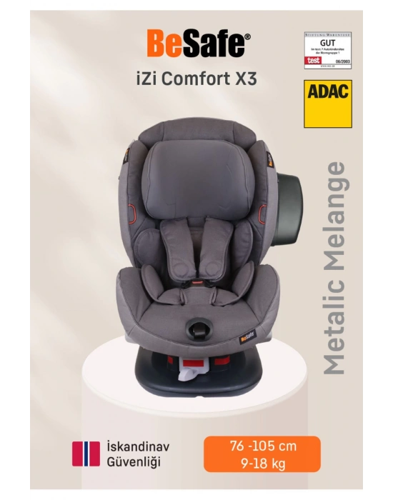 Izi Comfort X3 9-18 Kg Oto Koltuğu Metallic Melange