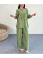 Fırfırlı İkili Pantolonlu Takım - Yeşil