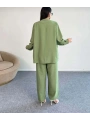 Fırfırlı İkili Pantolonlu Takım - Yeşil