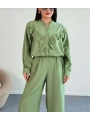 Fırfırlı İkili Pantolonlu Takım - Yeşil