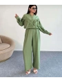 Fırfırlı İkili Pantolonlu Takım - Yeşil