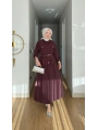 Ece Çıtçıt Kapaklı Fermuarlı Kemerli Etekli Takım - Bordo