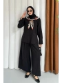 Sare Şal Detaylı Pantolonlu Takım - Siyah