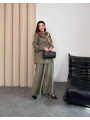 Sare Şal Detaylı Pantolonlu Takım - Yeşil
