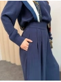 Sare Şal Detaylı Pantolonlu Takım - Lacivert