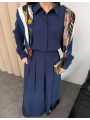 Sare Şal Detaylı Pantolonlu Takım - Lacivert