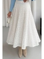 Beli Lastikli Güpür Etek - Beyaz