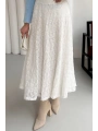 Beli Lastikli Güpür Etek - Beyaz