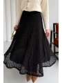 Beli Lastikli Güpür Etek - Siyah