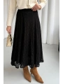 Beli Lastikli Güpür Etek - Siyah