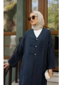 Boydan Çıtçıtlı Abaya - Lacivert