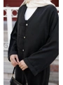 Boydan Çıtçıtlı Abaya - Siyah