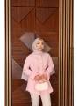 Çiçek Detaylı Biye Kemerli Gömlek - Pembe