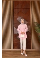 Çiçek Detaylı Biye Kemerli Gömlek - Pembe