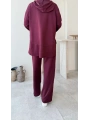 Çıtçıt Düğmeli Kapüşonlu Rahat Spor Takım - Bordo