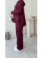 Çıtçıt Düğmeli Kapüşonlu Rahat Spor Takım - Bordo