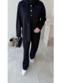 Çıtçıt Düğmeli Kapüşonlu Rahat Spor Takım - Siyah