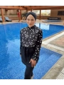 Dijital Baskılı Tesettür Mayo - Siyah