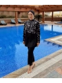 Dijital Baskılı Tesettür Mayo - Siyah