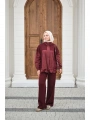 Garni Detaylı Bağcıklı Takım - Bordo