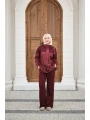 Garni Detaylı Bağcıklı Takım - Bordo