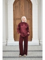 Garni Detaylı Bağcıklı Takım - Bordo