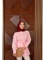 Geniş Kemerli Poplin Gömlek - Pembe