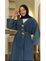 Gold İğne Kapamalı Açık Kot Kimono