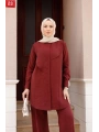 İpek Ten.sel Pantolonlu Takım - Bordo