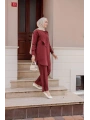 İpek Ten.sel Pantolonlu Takım - Bordo