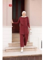 İpek Ten.sel Pantolonlu Takım - Bordo