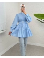 Kemerli Beli Lastikli Tunik