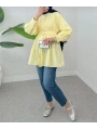 Kemerli Beli Lastikli Tunik - Sarı