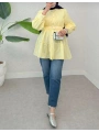 Kemerli Beli Lastikli Tunik - Sarı