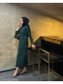 KUŞAK BAĞLAMALI KREP ELBİSE (135cm)