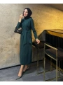 KUŞAK BAĞLAMALI KREP ELBİSE (135cm)