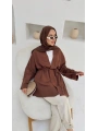 Örgü Kuşaklı Kimono - Kahverengi