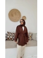 Örgü Kuşaklı Kimono - Kahverengi