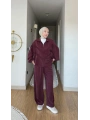 Lara Tensel Kumaş Comfort Tesettür Takım | Bordo