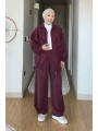 Lara Tensel Kumaş Comfort Tesettür Takım | Bordo