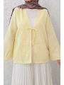 Müslin Kumaş Kimono - Sarı